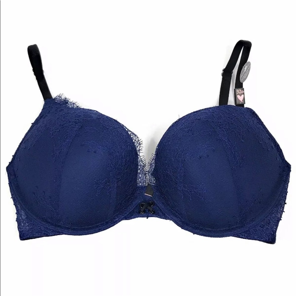 VS PLUNGE BOMBSHELL BRA NAVY BLUE LACE 32D